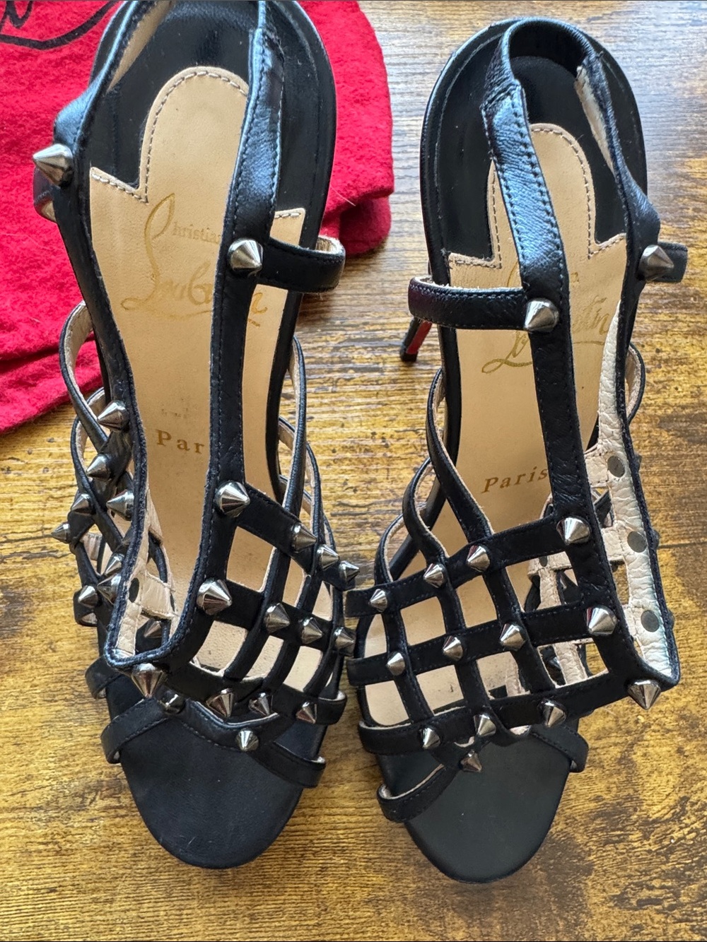 Christian Louboutin Black Studded Cage Stiletto Sandals - Picture 13 of 13